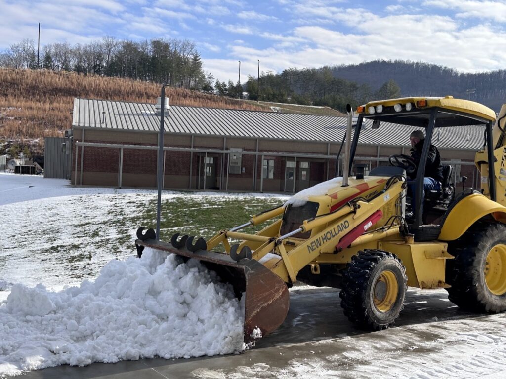 Union County Schools had to clear a lot of snow and ice from its campuses last week. Photo/Facebook