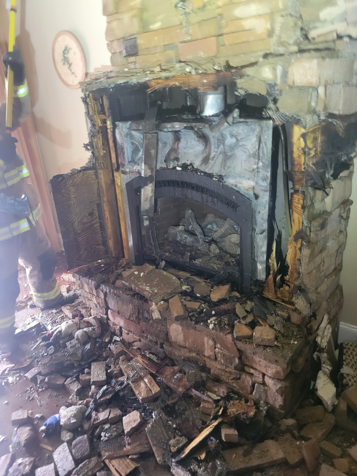The Hawks Harbor fire started in the chimney chase of this fireplace, which had to be gutted to put out flames in the wall.