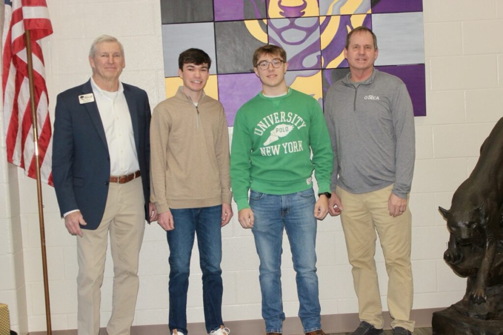 L-R: Chamber President Steve Rowe, STAR Student Turner West, STAR Student Gunnar Ingram and STAR Teacher Howard McCombs. STAR Teacher Dixie Conger could not attend the Jan. 23 school announcement. Photo by Brittany Holbrooks