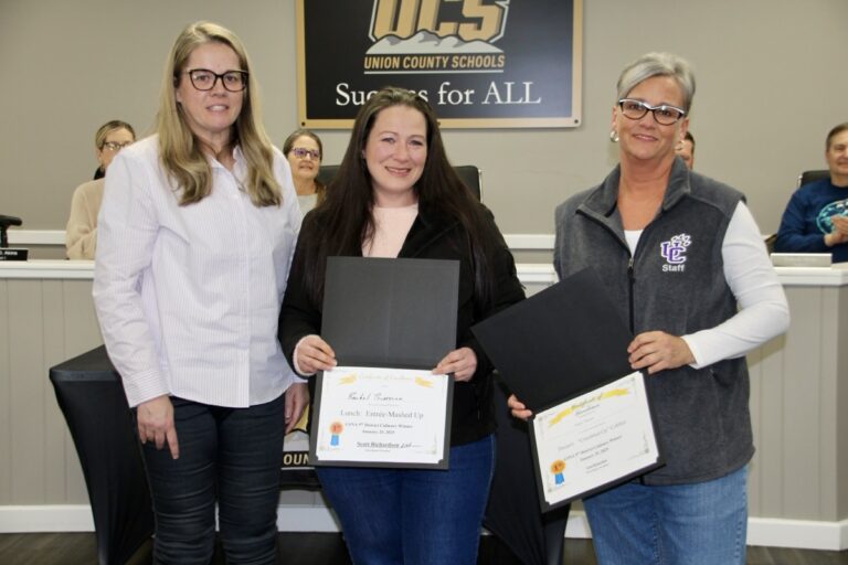 Congratulations to School Nutrition employees Rachel Primeaux and Angie Tanner for placing first in the district culinary contest, pictured here with Nutrition Director Heather Miller. Good luck at state in March! Photo by Shawn Jarrard