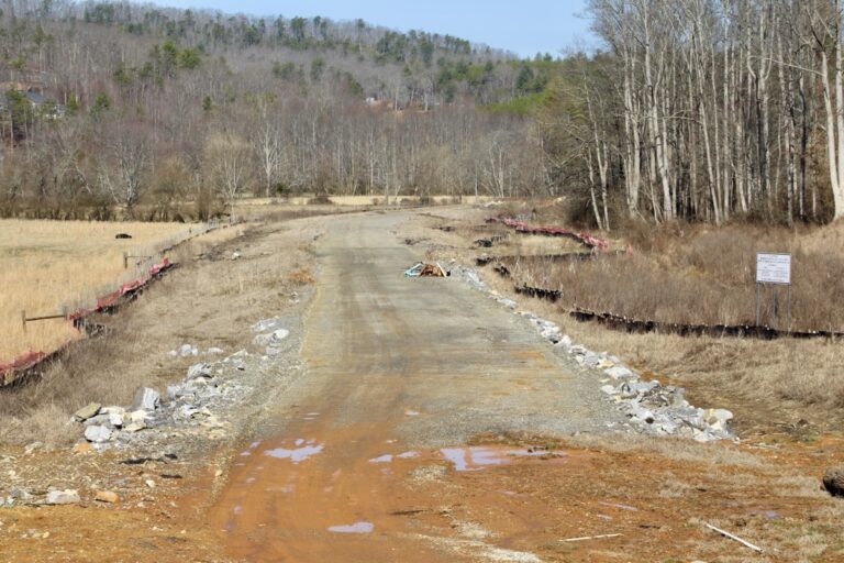 Much work has already been done to cut in the new Young Harris Bypass, with construction to resume next week. Photo by Shawn Jarrard