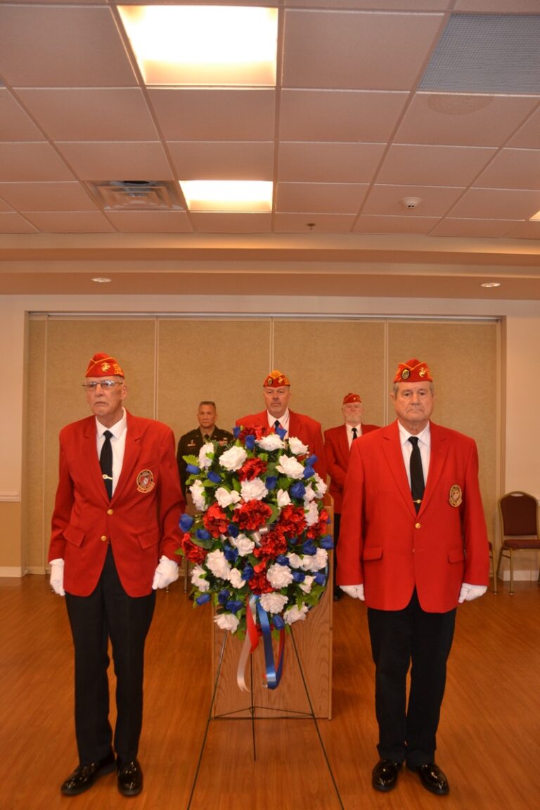 Local Marine Corps League members welcomed the community to their solemn commemoration of the 80th anniversary of the Battle of Iwo Jima on Feb. 17. Photo by Shelly Knight