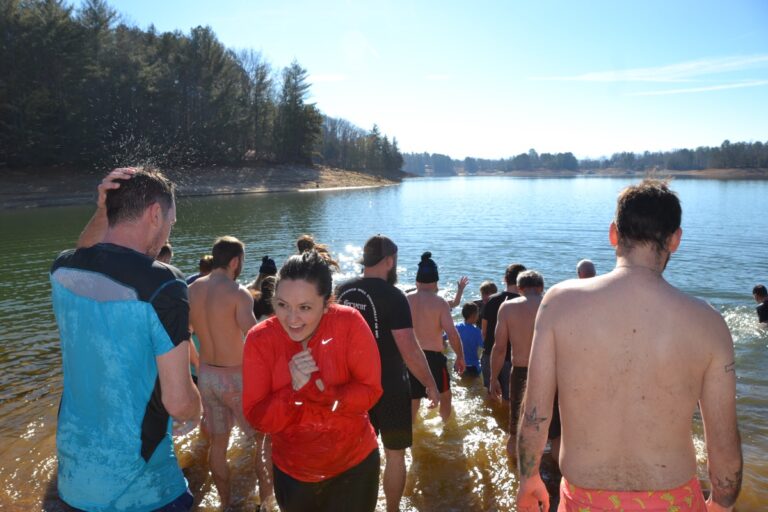 Dozens of people participated in the Polar Bear Plunge by Vertical Church at Lake Nottely on Jan. 25. Photo by Shelly Knight