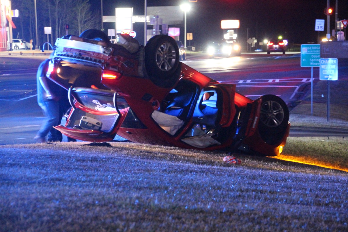 The 31-year-old driver of this red Dodge Charger tried but failed to outrun law enforcement last Wednesday night. Photo by Shawn Jarrard
