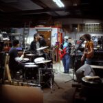 Drummer Landon Roberts, singer Grayden Cobb, bassist Conley Beard and guitarist Eli Chapman rehearse weekly in Chapman’s shed. Photo by Daysha Pandolph