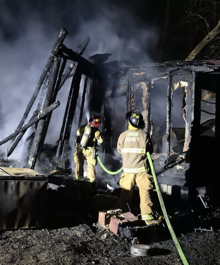 Approximately 75% of this Becky Road home was fully engulfed in flames when Union County Fire arrived on the scene March 4. Tragically, the resident of the home died. Photo/Facebook