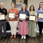 2025 Teachers of the Year (L-R): Rudy Tribble, Woody Gap; Lena Weaver, Primary School; Tina Payne, Elementary School; Jacquie Tallman, Middle School; and Mandy Thomas, High School. Tribble has earned 2025 District TOTY. Photo by Shawn Jarrard