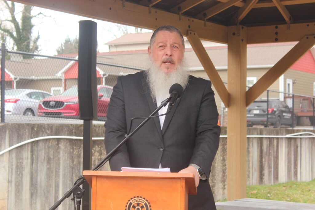 Rabbi Yonatan Hambourger of Chabad Rural Georgia delivered a moving speech at the Children’s Daffodil Garden Dedication in the park behind Blairsville City Hall March 4. Photo by Brittany Holbrooks