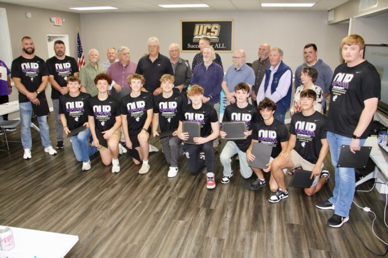 There’s an old saying that history repeats itself, and that’s certainly true for the 1971 and 2025 Panther Men’s Basketball Teams, pictured here in the April 24 School Board meeting. Photo by Shawn Jarrard