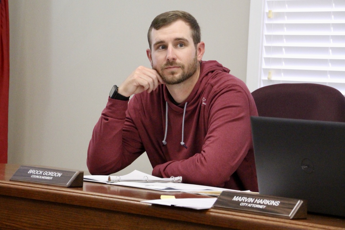 New Blairsville City Councilman Brock Gordon on April 8, in his second regular meeting since swearing in at City Hall. Photo by Shawn Jarrard