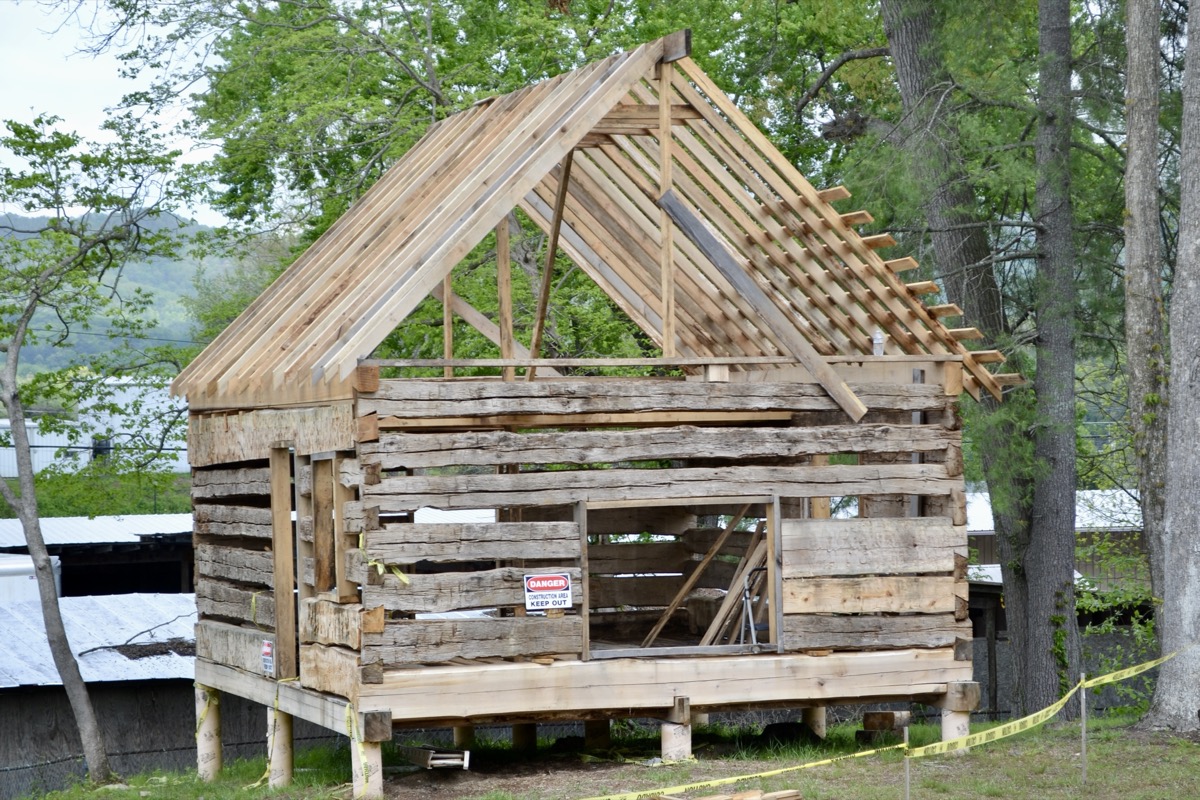 The Historical Society is expanding its catalogue of heritage buildings with the Collins Cabin, which received tours during the Seafood Festival. Photo by Shelly Knight