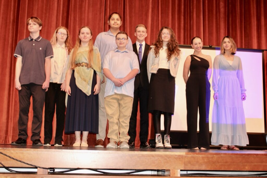 Nine talented students from Union and Towns counties in Georgia and Clay County, North Carolina, competed in the Top of Georgia Speech Contest last month. Photo by Brittany Holbrooks