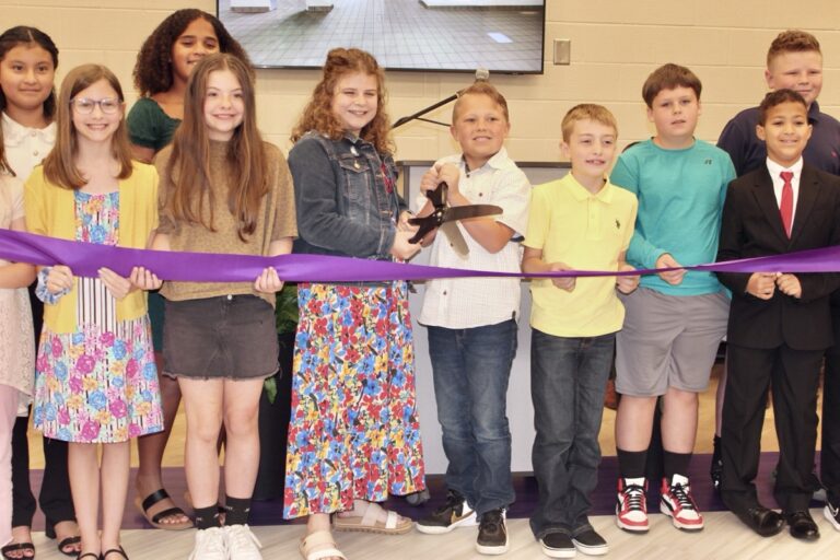 The first students who will grace the halls of the new Union County Elementary School next school year were excited to be included in the April 24 ribbon cutting. Photo by Brittany Holbrooks