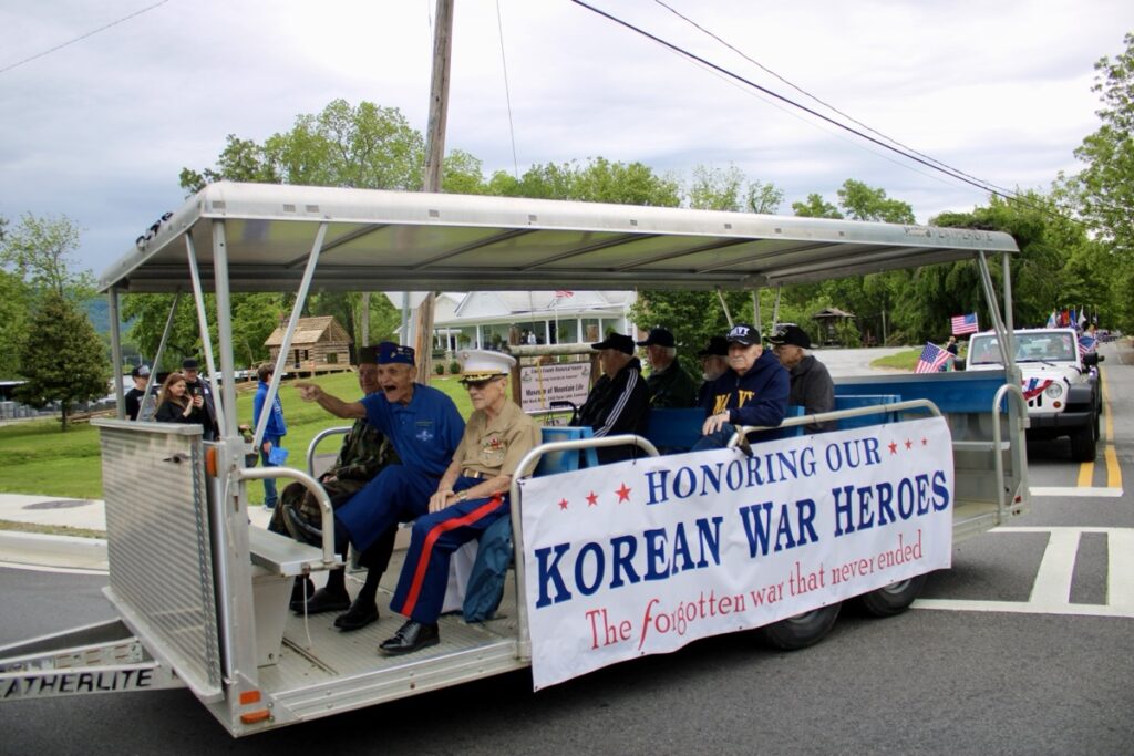 Parade Grand Marshal Jack McCorkle, Frank Merritt, Roger Pilcher and other Korean War veterans highlighted the theme of the 2025 Memorial Day events on Saturday. Photo by Lowell Nicholson