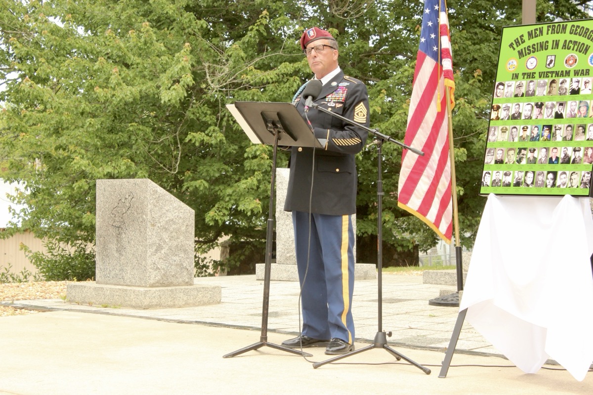 Retired Army Ranger Art McCann served as the keynote speaker of the Memorial Day Ceremony May 24, reminding people of the “Forgotten War” that took tens of thousands of American lives in Korea. Photo by Brittany Holbrooks
