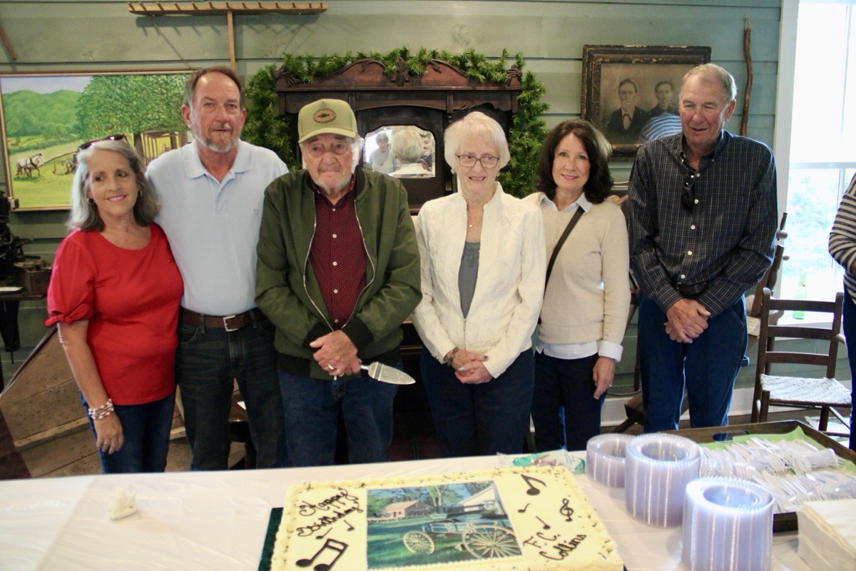 F.C. was not only attending the donation dedication of the cabin he was born in, but he was also celebrating his 90th birthday at the public gathering last month. Photo by Lowell Nicholson