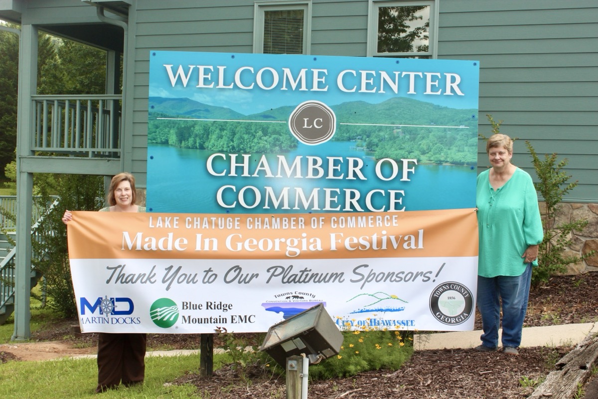 Julie Payne and Mary Ann Miller of the Lake Chatuge Chamber of Commerce are excited for another year bringing the Made in Georgia Festival to the community. Photo by Brittany Holbrooks