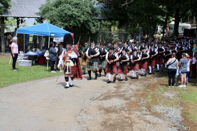 The Massed Bands and Parade of Tartans may have taken place in a different venue this year, but the energy of the spectacle captured the attention of Scottish Festival attendees the same as it always has. Photo by Lowell Nicholson