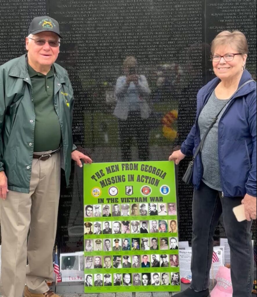 Jay and Melissa Kalner are friends with local resident Sid Turner, and they placed his plaque honoring missing soldiers at the Vietnam Veterans Memorial Wall on Memorial Day.