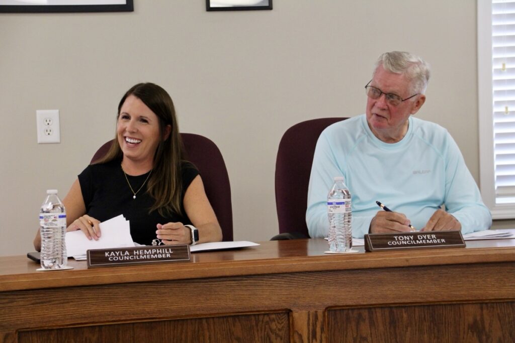 Blairsville City Councilwoman Kayla Hemphill and Councilman Tony Dyer in their July 8 regular city meeting. Photo by Shawn Jarrard