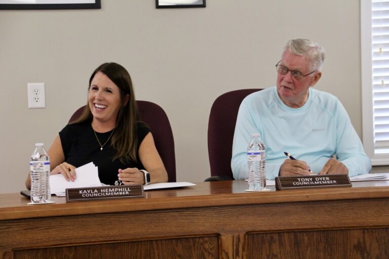 Blairsville City Councilwoman Kayla Hemphill and Councilman Tony Dyer in their July 8 regular city meeting. Photo by Shawn Jarrard