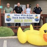 Union County Sheriff Shawn Dyer, Blairsville Police Lt. Gary Hooper, Municipal Court Clerk Avery Jackson and Blairsville Police Chief Michael “Bear” Baxter at BPD Headquarters. Photo by Shawn Jarrard