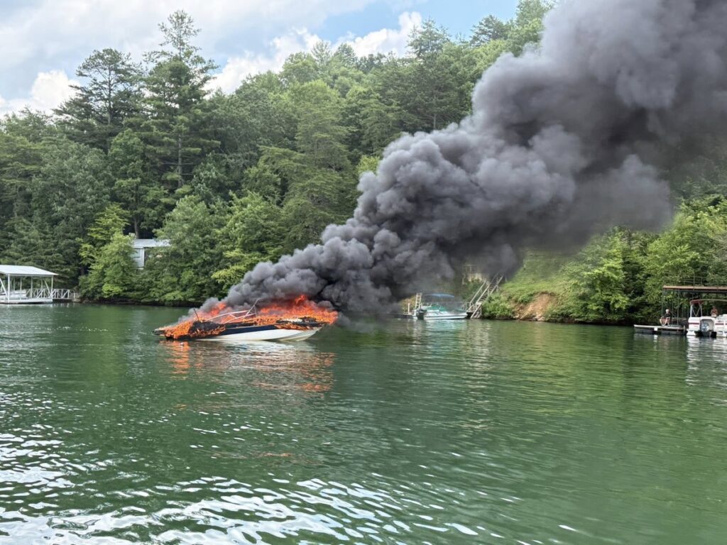 Blairsville resident Art Miller’s boat exploded on Friday while his family and friends were using it to celebrate the Fourth of July. The cause remains under investigation. Photo/Facebook