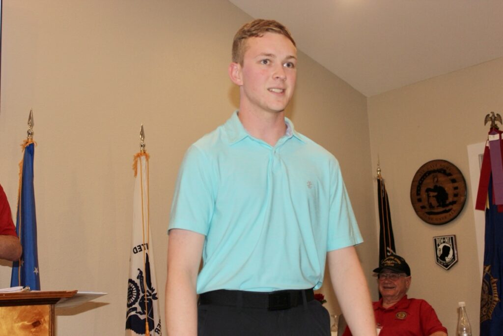 UCHS student Caleb Sheffield enjoyed telling American Legion members about his time at Georgia Boys State. Photo by Brittany Holbrooks