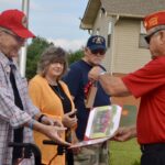 USMC Veteran Al Bowers, left, receiving special honors at the Appalachian Veterans Memorial Park last week. Photo by Brittany Holbrooks
