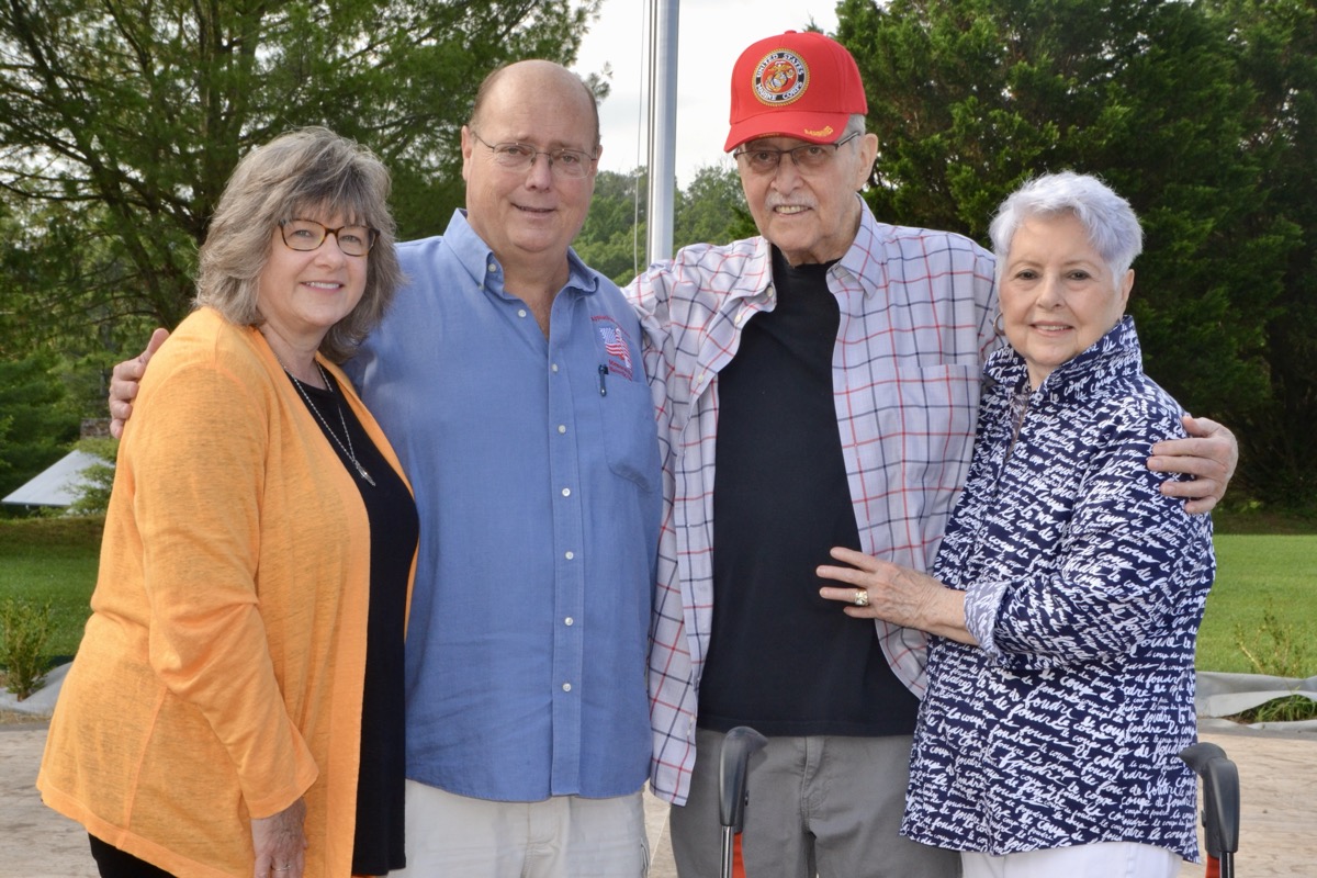 Marine Corps League Unicoi Detachment #783 Member Al Bowers with loved ones attending a special presentation in his honor on Monday, July 21. Photo by Brittany Holbrooks