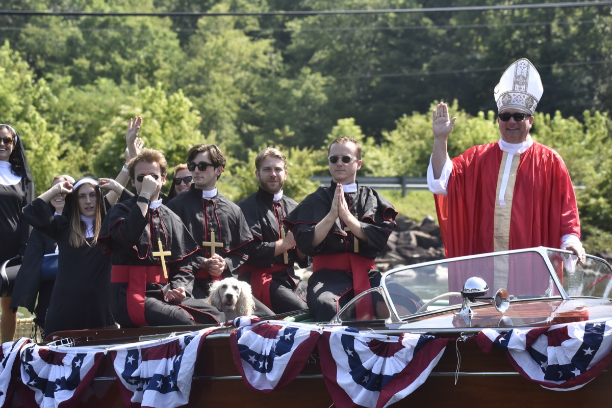 The Lord works in mysterious “waves,” apparently, as seen here with this Vatican-themed Conclave entry that floated into Second Place during Saturday’s Nottely Boat Parade. Photo by Todd Forrest