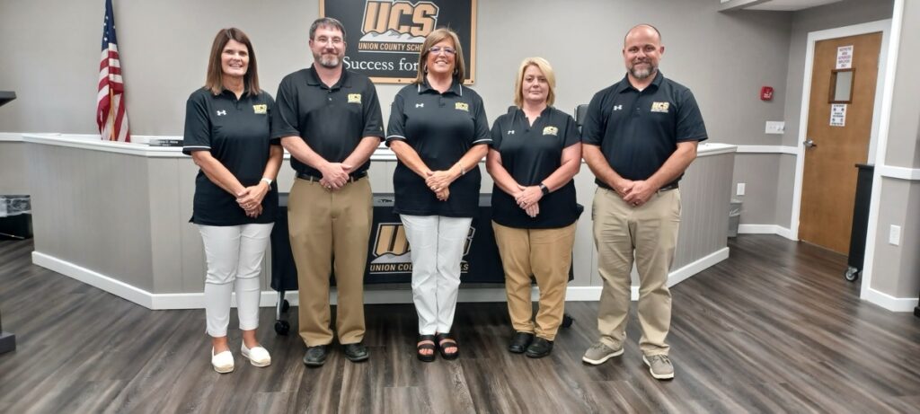 The principals of Union County Schools are excited for classes to start. (L-R) UCPS Principal Debby Decubellis, UCES Principal Jerry Bavero, UCMS Principal Tammy Hughes, Woody Gap Principal Wendy Reynolds and UCHS Principal Josh Davis. Photo by Brittany Holbrooks