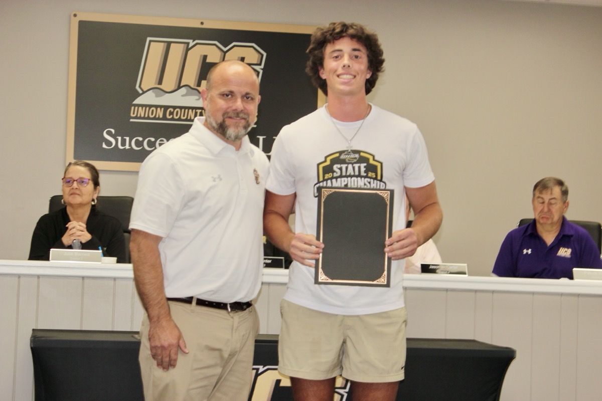 Jack Wilson was recently congratulated by the School Board for earning Second Place in discus at the Class AA State Championships. Photo by Brittany Holbrooks