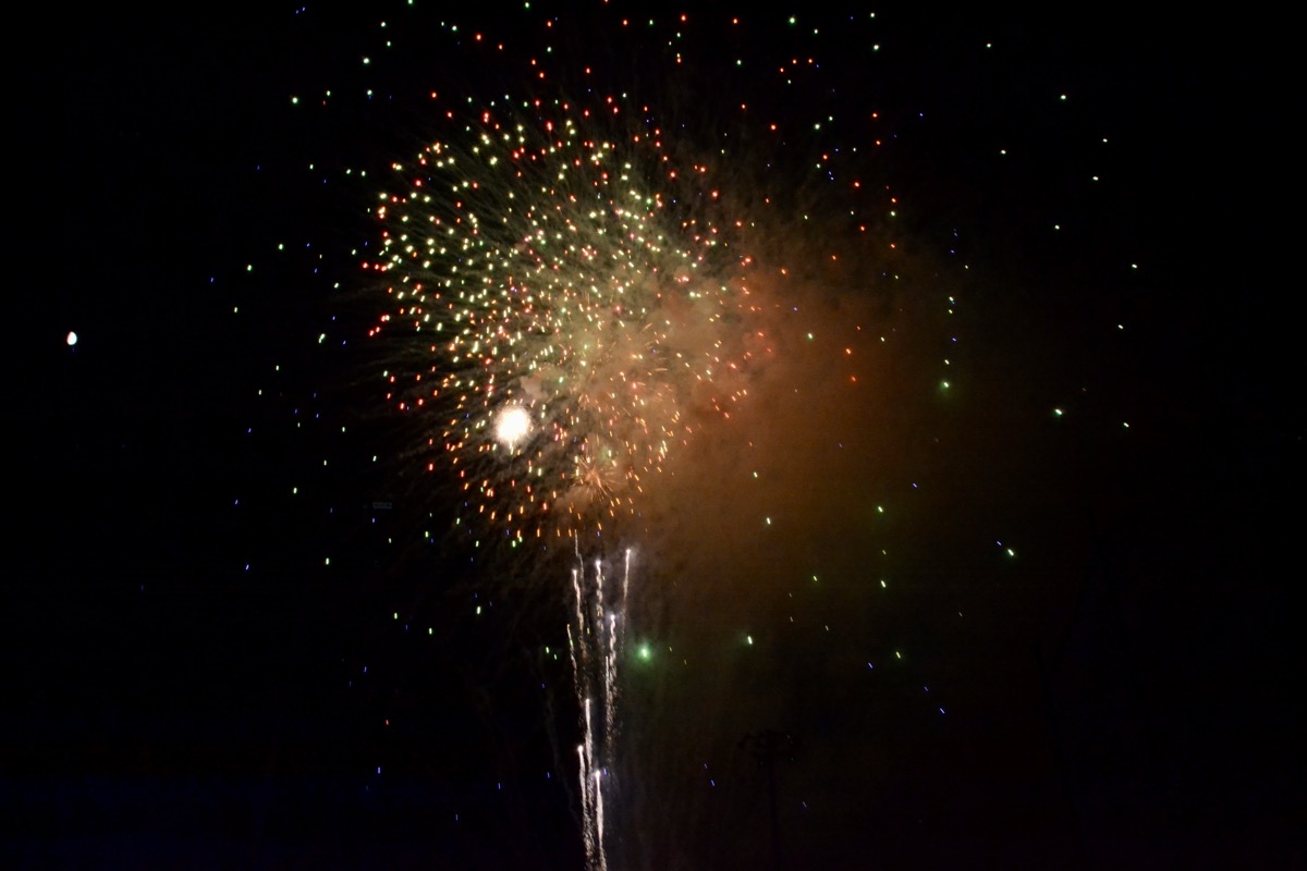 The fireworks at Meeks Park lasted a good 30 minutes this year, giving people plenty to be grateful for as they pondered Independence Day on their way home after dark. Photo by Brittany Holbrooks
