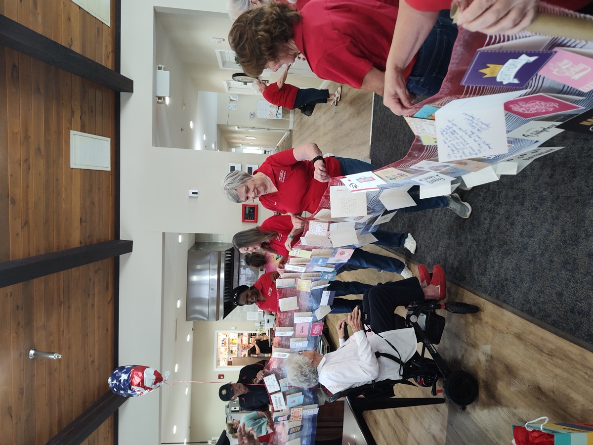 Legion Auxiliary members prepared a special birthday card – 100 of them! – to celebrate with Flo Gerrard’s centenarian status last week. Photo by Shelly Knight