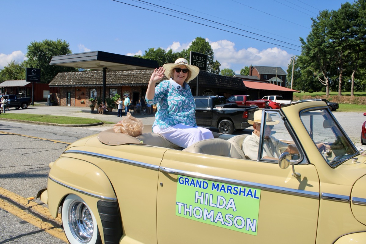 Georgia Mountain Fairgrounds General Manager Hilda Thomason served as Grand Marshal in the annual Fair Parade celebrating 75 years on Saturday. Photo by Lowell Nicholson