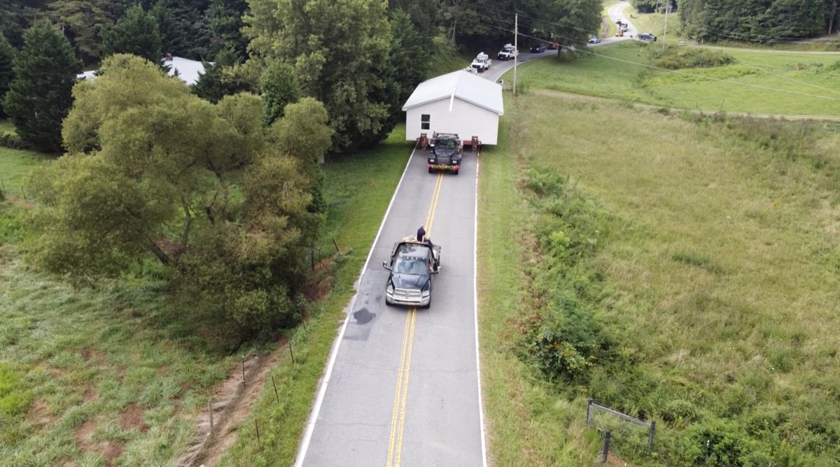 Union County Sheriff’s Office, Union County Schools, Union County School Police, and the Blairsville Police Department teamed up to move Panther 3 House from the UCHS campus to its final destination off Gumlog Road last month. Photo by Connor Smith