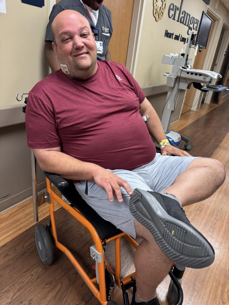 Capt. Brantley Worley of the neighboring McCaysville Police Department in the hospital after getting patched up from being shot while responding to a Sept. 12 call for service. Photo/Facebook