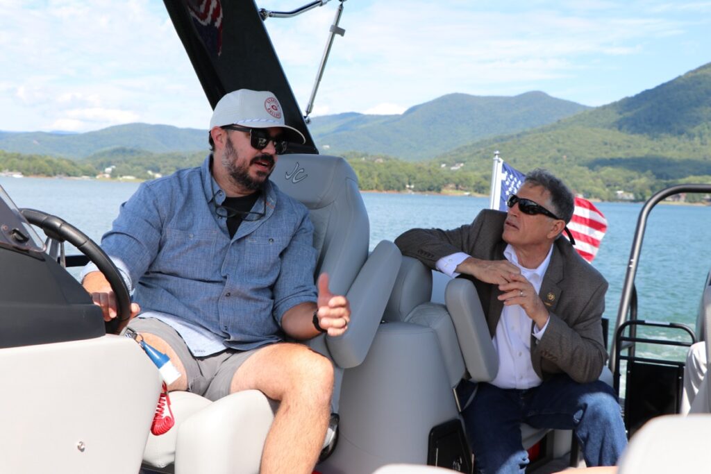 Rep. Clyde received a boat tour of Chatuge Dam from Boundary Waters Owner and Save Lake Chatuge Member Kevin Clem last week. Photo/Submitted