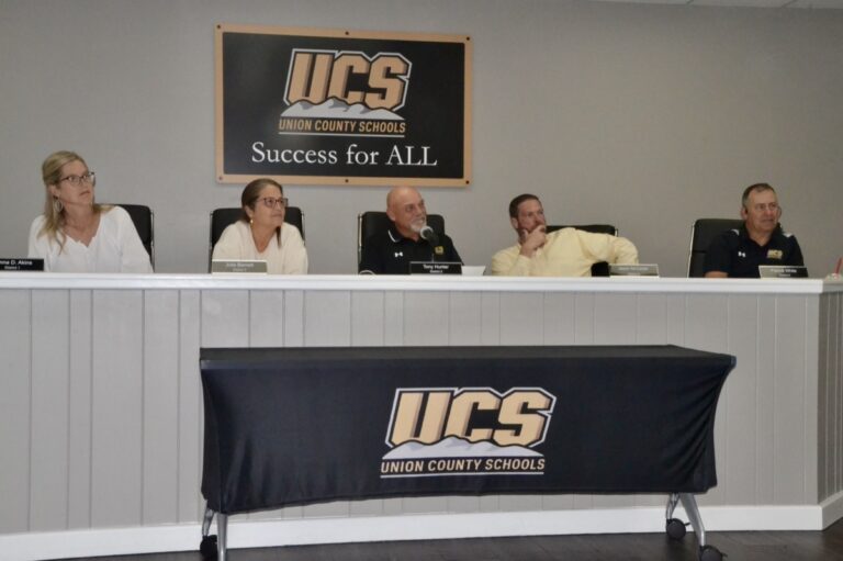 The Union County School Board is Janna Akins, Julia Barnett, Tony Hunter, Jason McCarter and Patrick White. Photo by Brittany Holbrooks