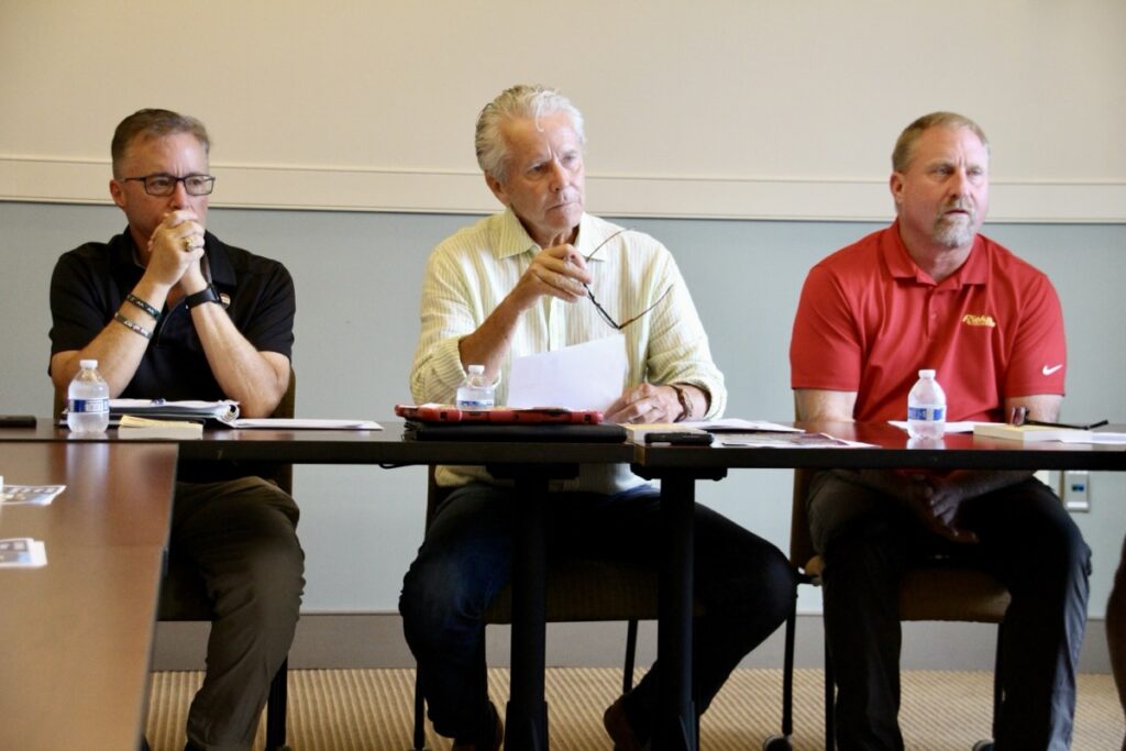 (L-R) UCDA Board Vice Chair Ivan Walker, Chair Rick Davenport and Member Jason Henson in their September regular board meeting. Photo by Shawn Jarrard