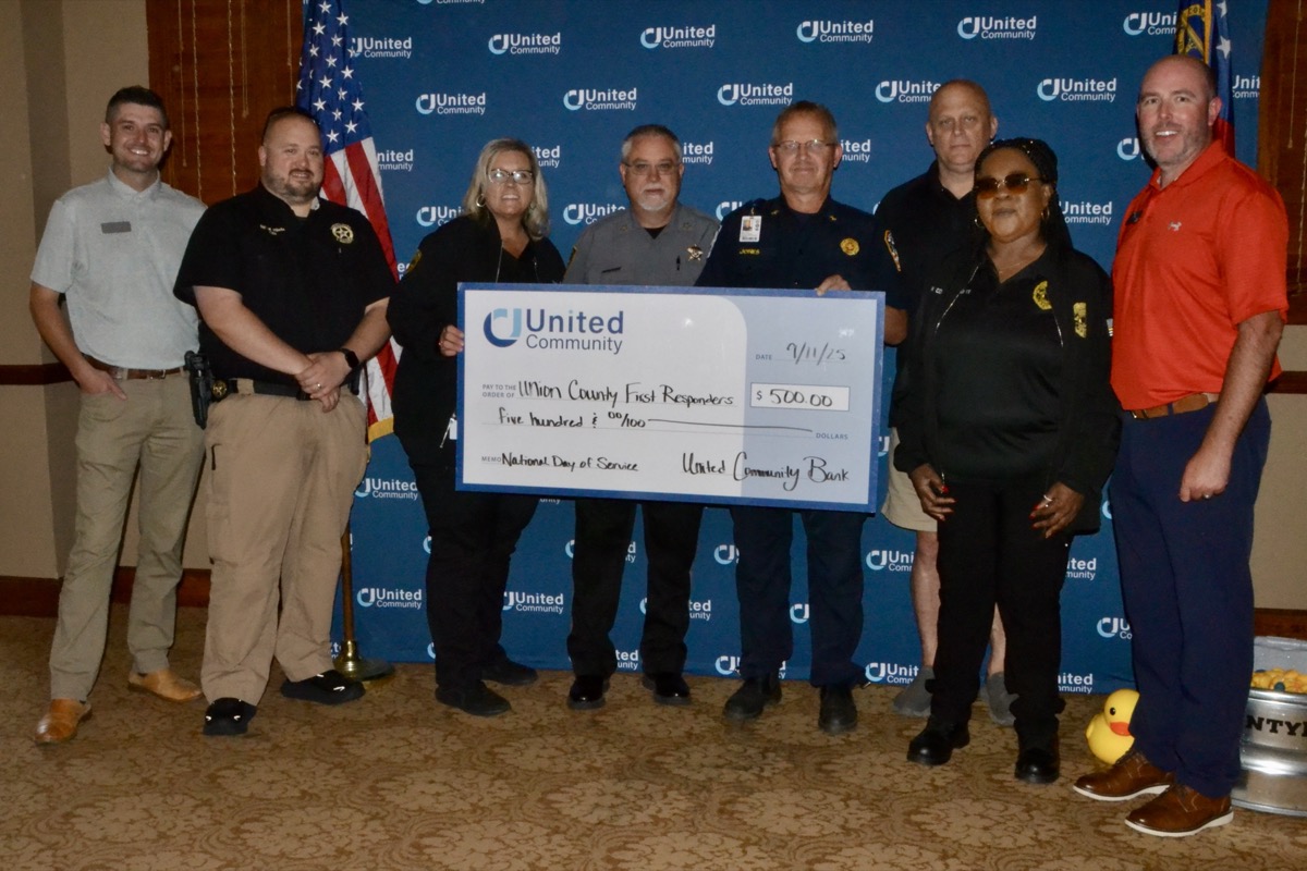 As part of a remembrance and service effort across the Southeast, United Community Blairsville held a luncheon for Union County first responders last Thursday, which included presenting donations to two local first responder initiatives. Photo by Brittany Holbrooks