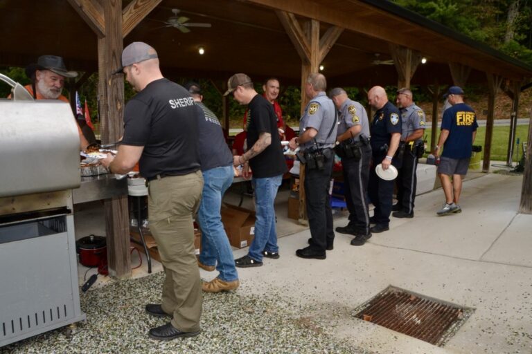 The local American Legion thanked first responders last month by cooking up lunch in their honor at the Farmers Market. Photo by Brittany Holbrooks