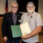 Rotary Club of Union County President Chuck Henz and Sole Commissioner Harold Collins for the World Polio Day Proclamation last week. Photo by Shawn Jarrard