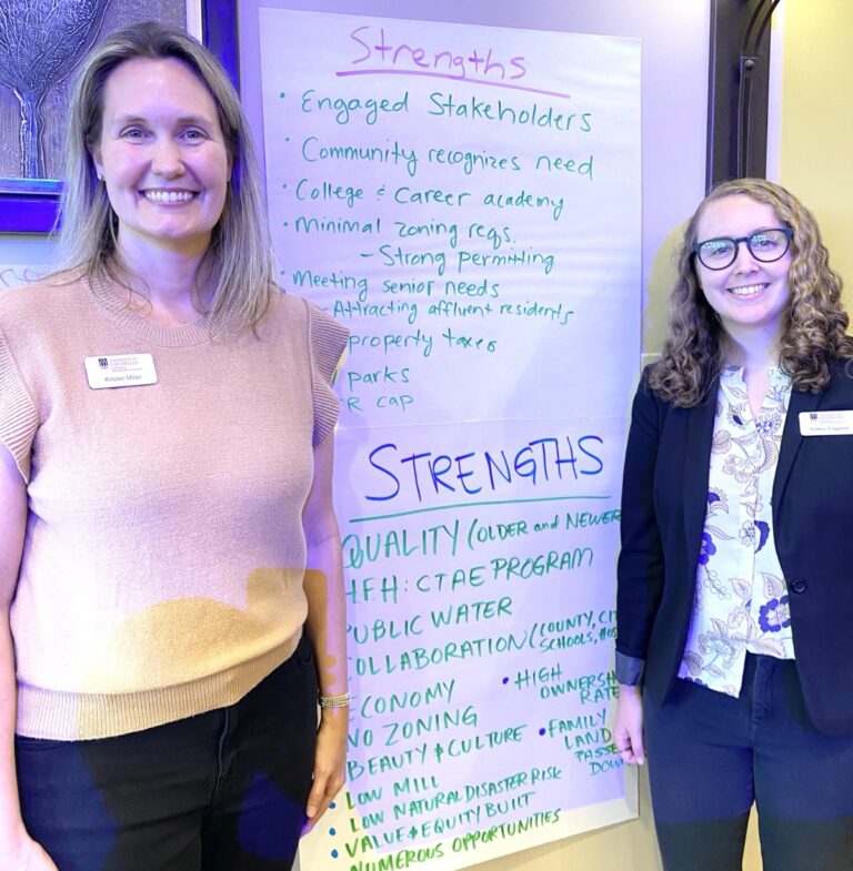 The Union County Housing Summit last week featured Kristen Miller, Ed.D. and Ashlee Tziganuk, Ph.D. of UGA’s Carl Vinson Institute of Government. Photo by Samantha Laratta