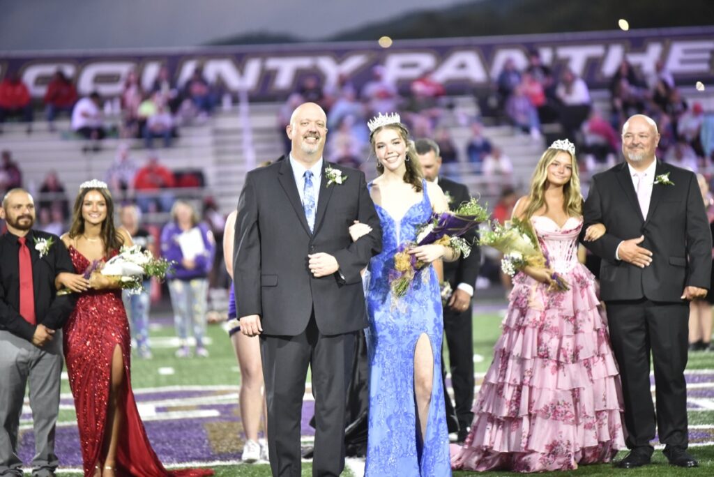 UCHS Senior Mady Adams and her proud father Chris flanked by Second Runner-Up Adelyn Cisneros, left, and First Runner-Up Lola Hunter. Photo by Todd Forrest