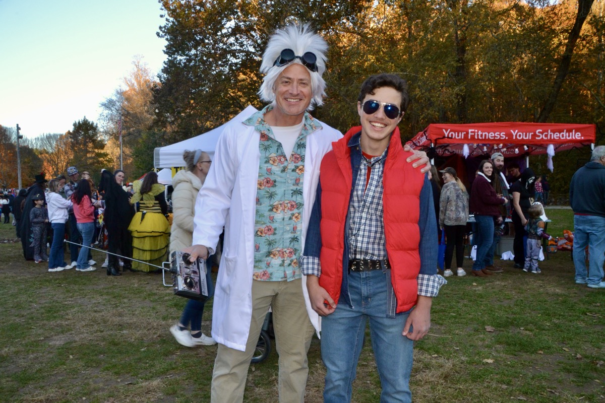 Doc Brown and Marty McFly traveled from 1985 to visit the Blairsville Boo Bash on Friday. Photo by Brittany Holbrooks