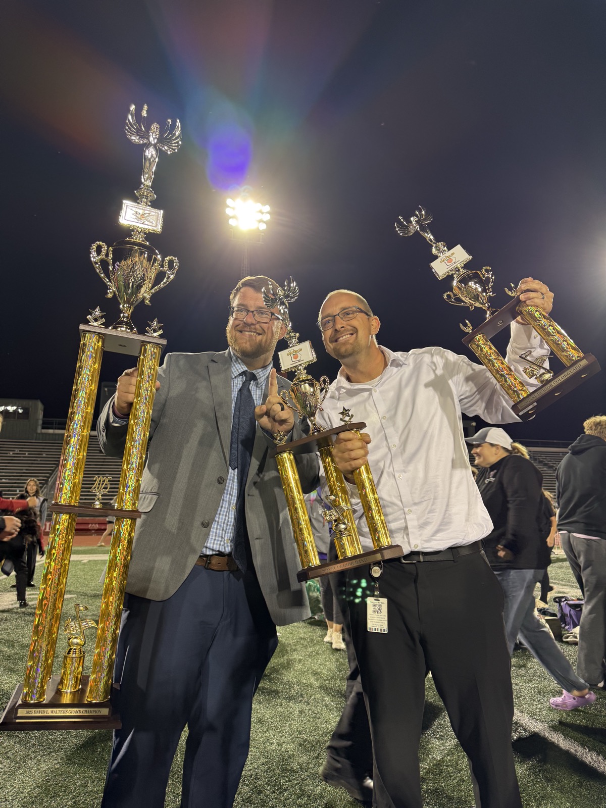 UCHS Band Director Will Stafford, right, is incredibly proud of his students for the award-winning performance they gave in the Oct. 25 Peach State Marching Competition. Photo/Submitted