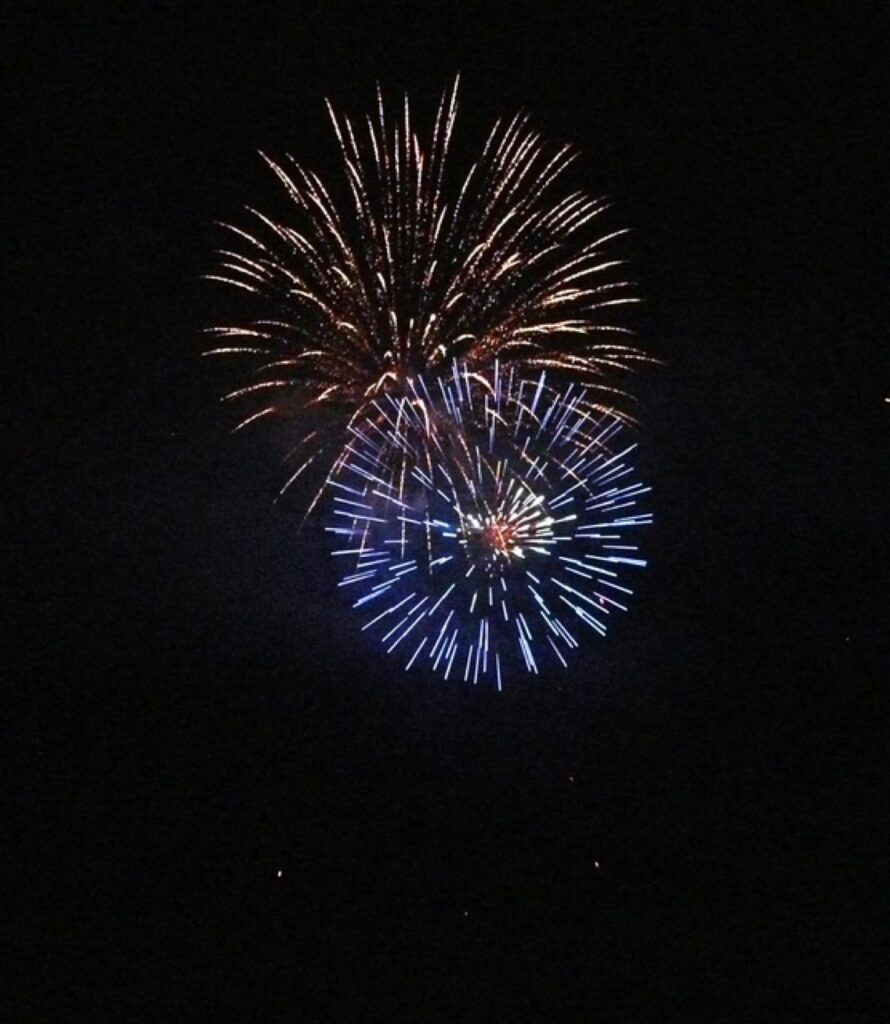 Fireworks light up the sky during the Freedom & Fireworks celebration at Meeks Park in Blairsville, Georgia