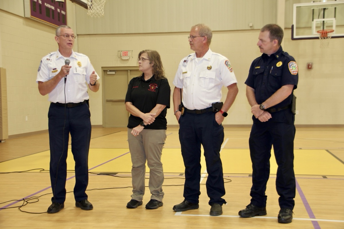 In honor of August as National Emergency Management Awareness Month, Commissioner Collins welcomed Union County EMA team members David Dyer, Jeannie Matheson, Richard Jones and Brent Long to his county meeting. Photo by Shawn Jarrard